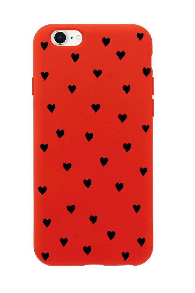 iPhone 6 Plus Uyumlu Siyah Kalpler Desenli Premium Silikonlu Telefon Kılıfı