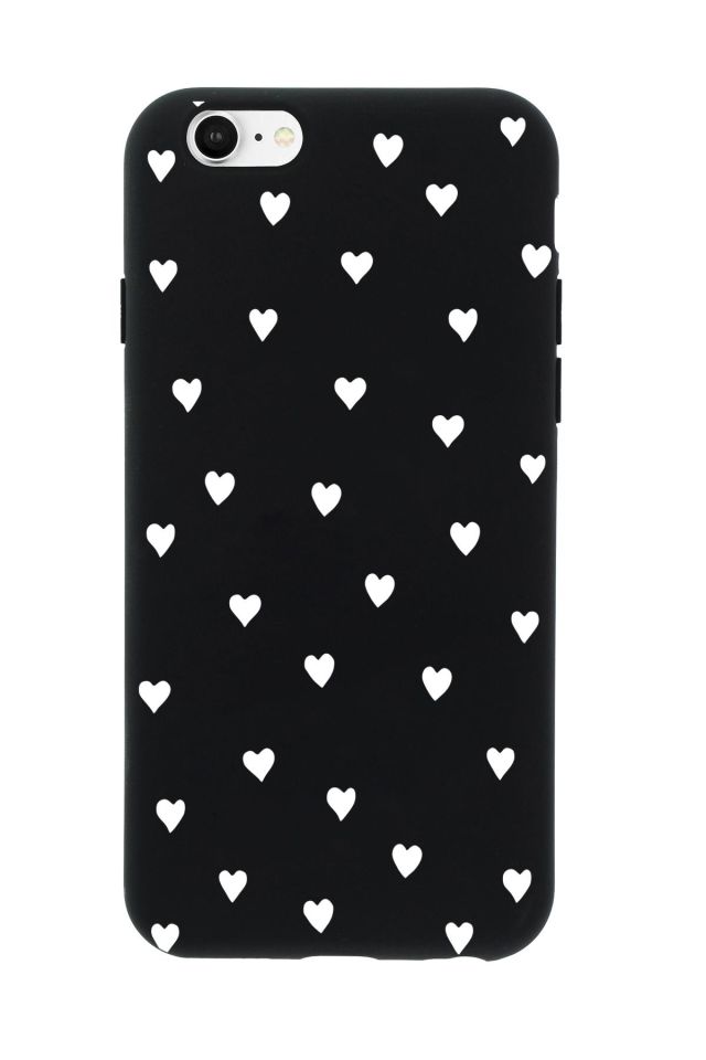 iPhone 6 Plus Uyumlu Siyah Kalpler Desenli Premium Silikonlu Telefon Kılıfı