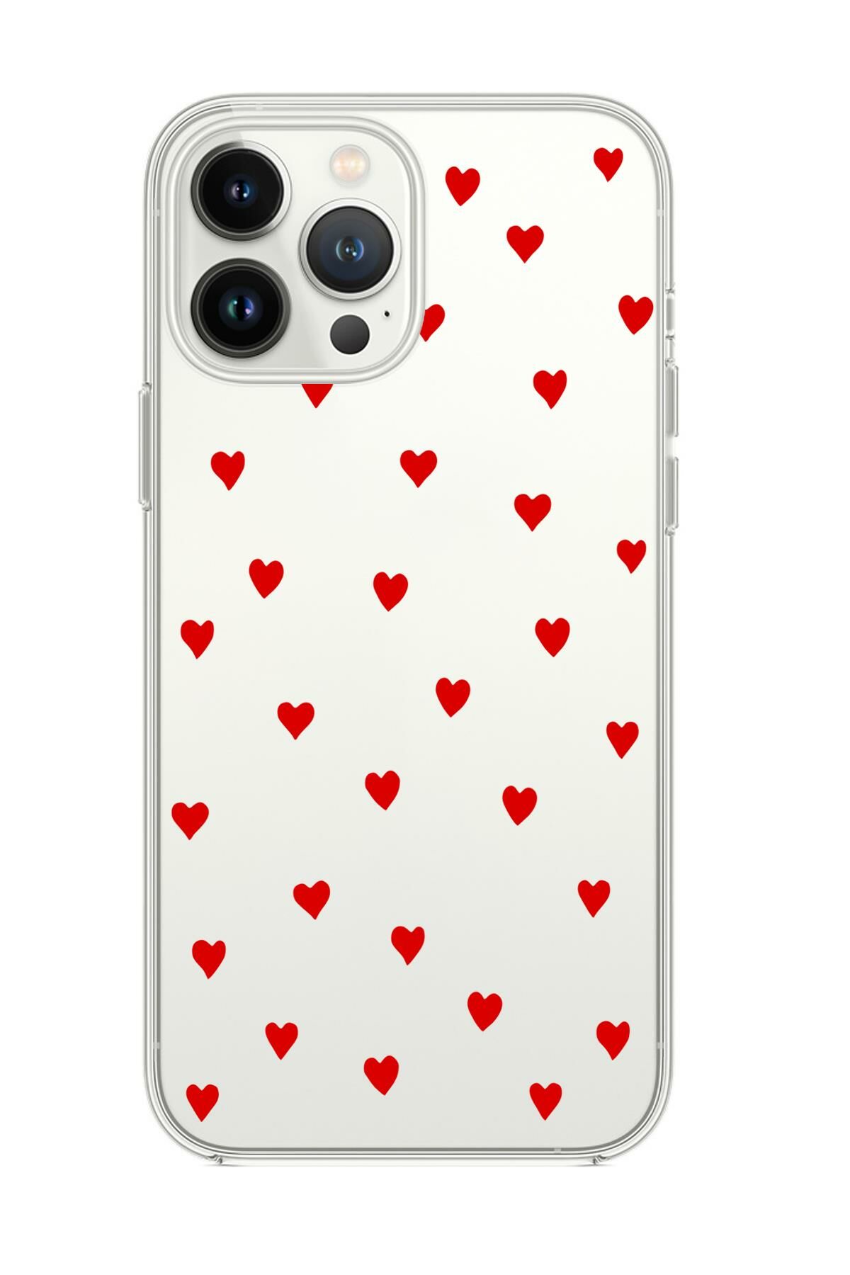 iPhone 13 Pro Max Uyumlu Sevimli Kalpler Premium Şeffaf Silikon Kılıf
