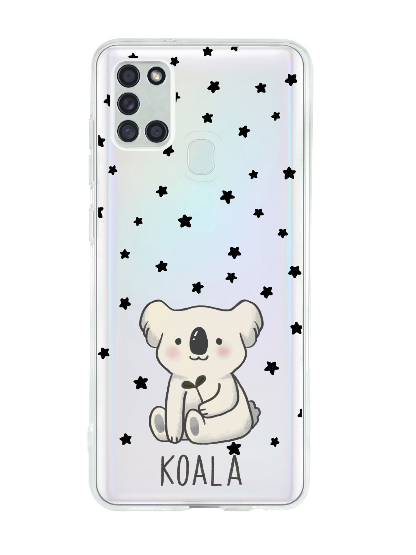 Samsung A21S Koala Desenli Premium Şeffaf Silikon Kılıf
