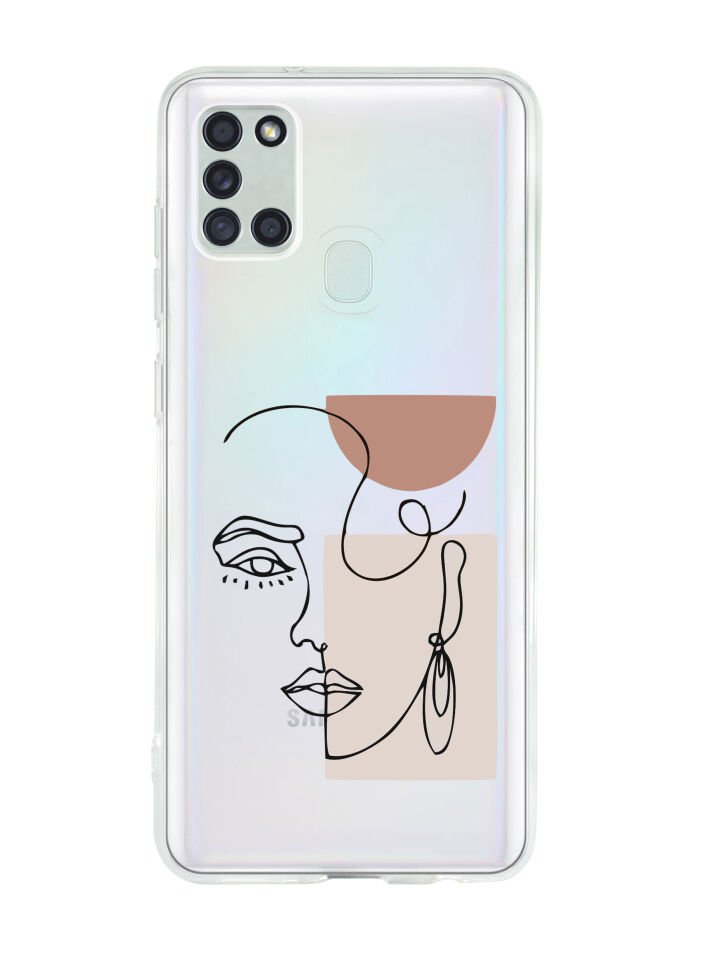 Samsung A21S Women Art Desenli Premium Şeffaf Silikon Kılıf