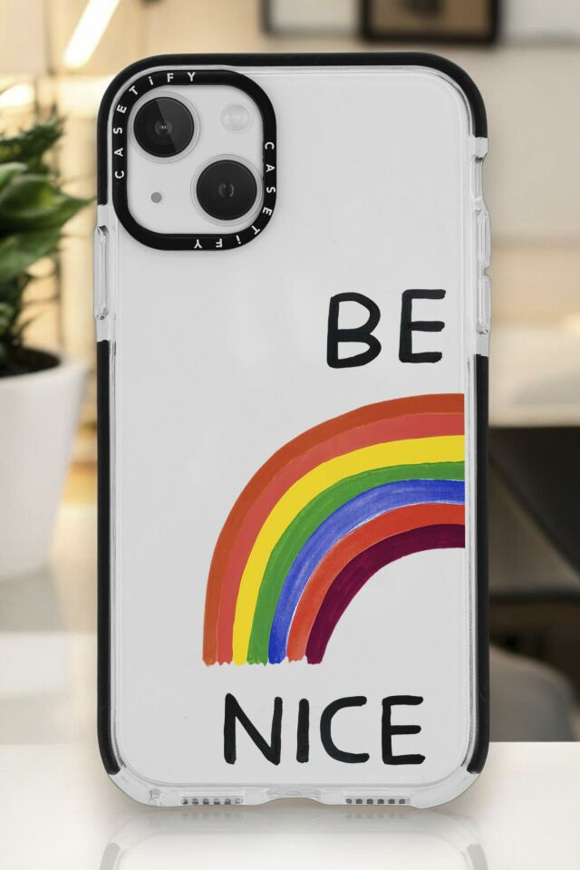 iPhone 15 Plus Uyumlu Be Nice Desenli Casetify Darbe Emci Silikonlu Telefon Kılıfı