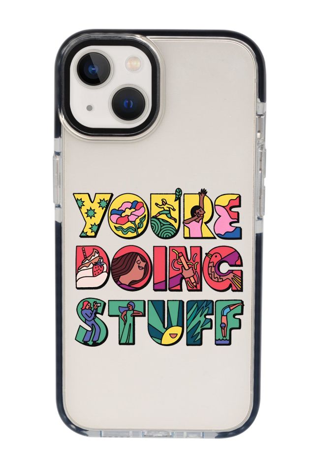 iPhone 15 Uyumlu Youre Doing Stuff Desenli Candy Bumper Silikonlu Telefon Kılıfı