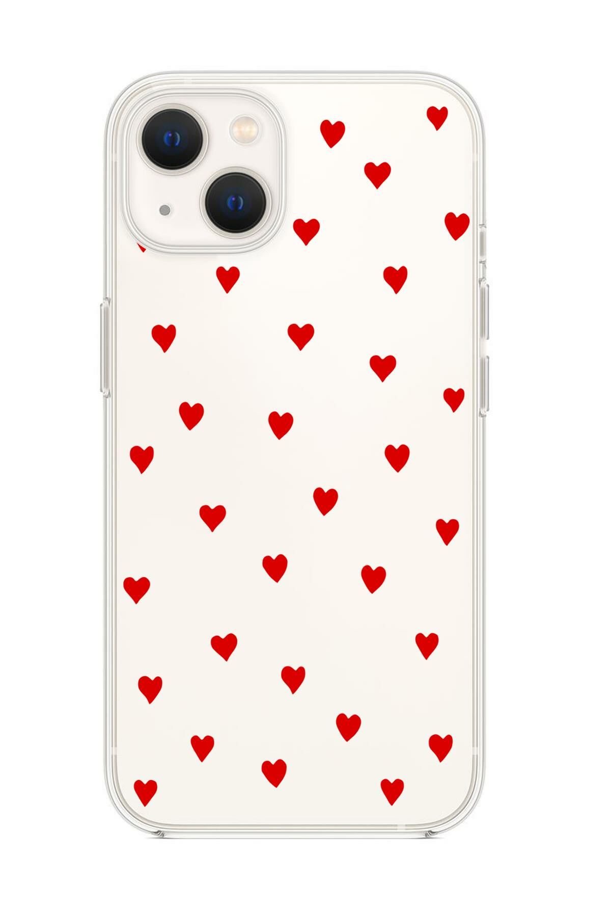 iPhone 14 Uyumlu Sevimli Kalpler Premium Şeffaf Silikon Kılıf