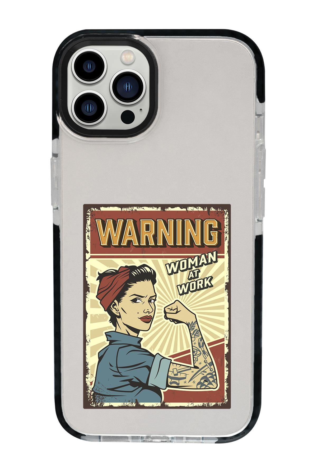 iPhone 15 Pro Max Uyumlu Women At Work Desenli Candy Bumper Darbe Emci Silikonlu Telefon Kılıfı