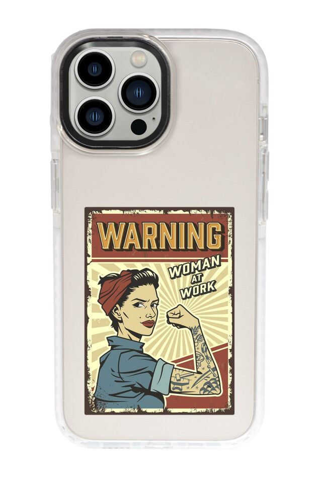 iPhone 15 Pro Uyumlu Women At Work Desenli Candy Bumper Darbe Emci Silikonlu Telefon Kılıfı