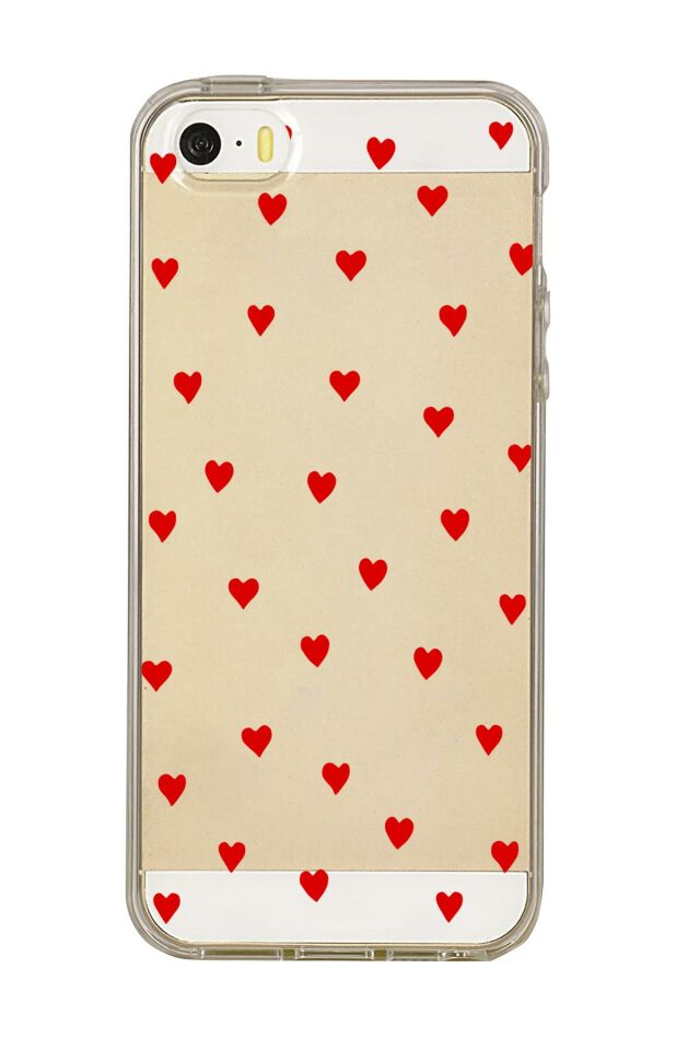 iPhone 5 Uyumlu Sevimli Kalpler Premium Şeffaf Silikon Kılıf