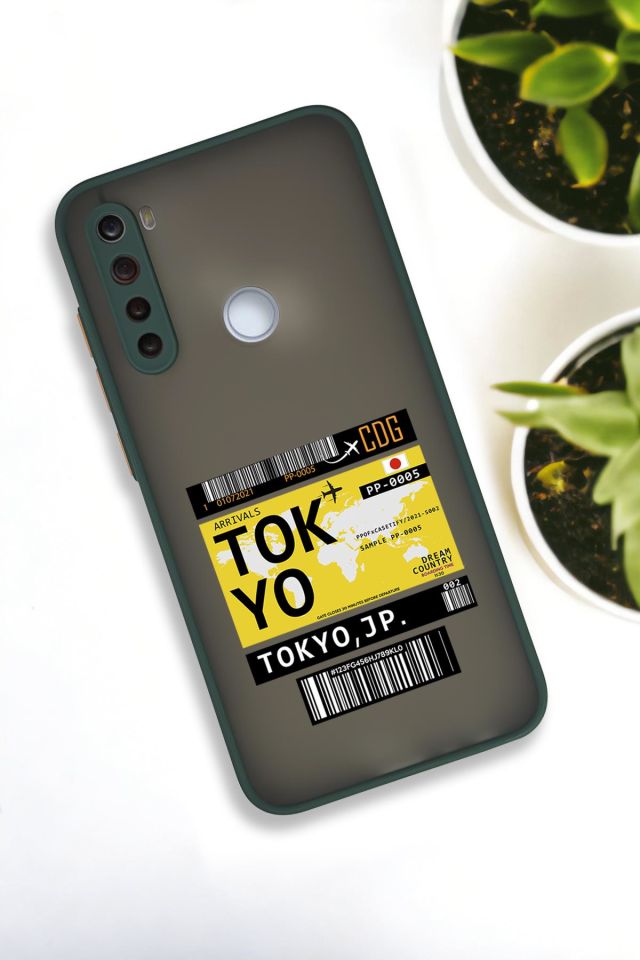 Xiaomi Redmi Note 8 Uyumlu Tokyo Ticket Desenli Buzlu Şeffaf Lüx Telefon Kılıfı