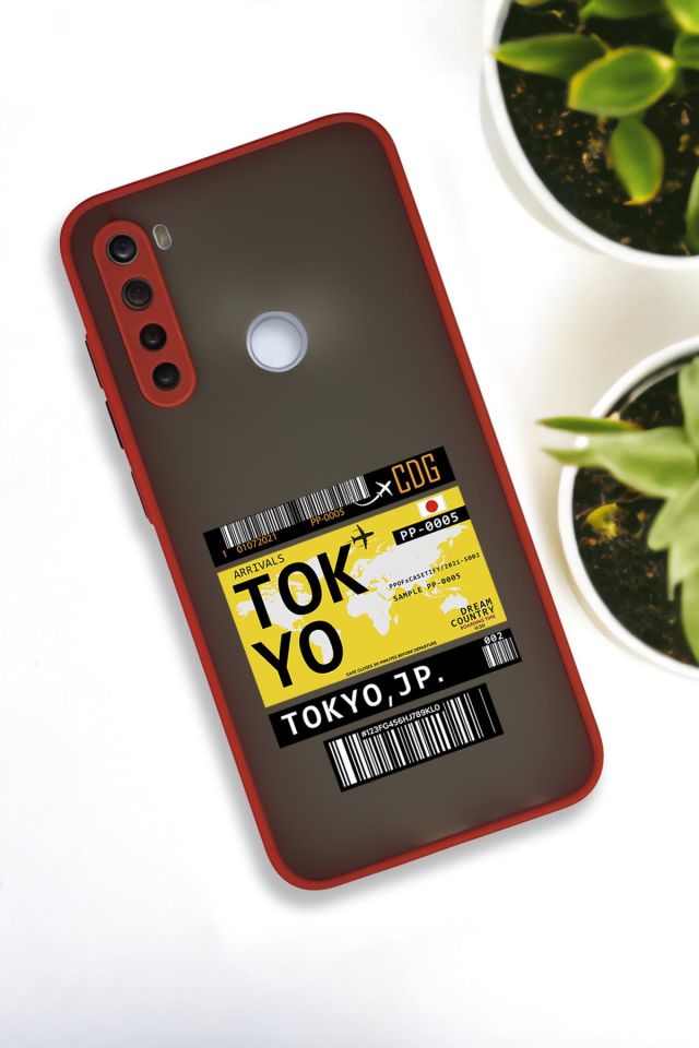 Xiaomi Redmi Note 8 Uyumlu Tokyo Ticket Desenli Buzlu Şeffaf Lüx Telefon Kılıfı