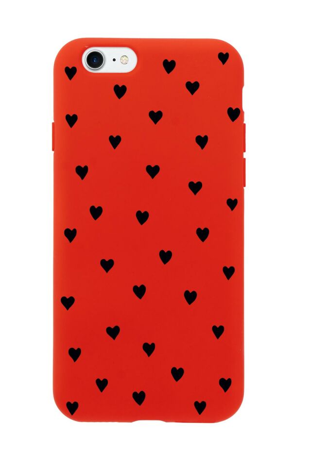 iPhone 8 Uyumlu Siyah Kalpler Desenli Premium Silikonlu Telefon Kılıfı