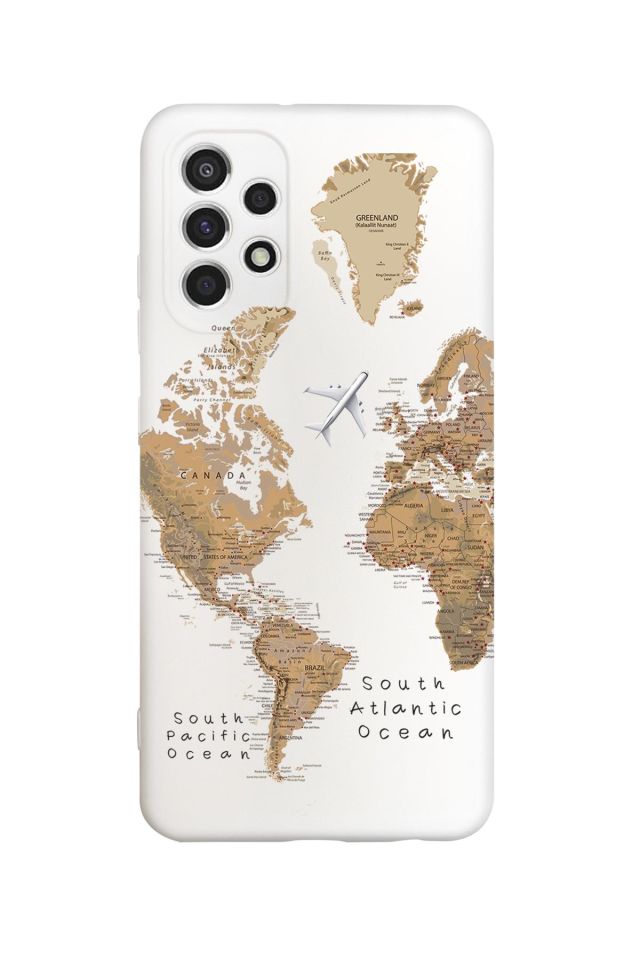 Samsung A23 Uyumlu Dünya Harita Desenli Premium Silikonlu Lansman Telefon Kılıfı