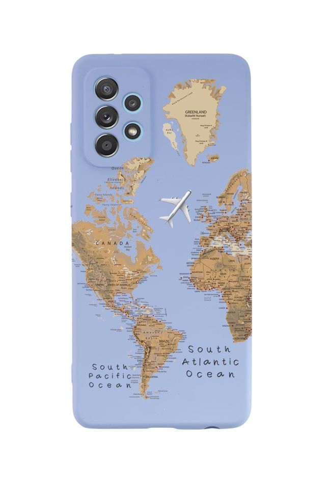 Samsung A23 Uyumlu Dünya Harita Desenli Premium Silikonlu Lansman Telefon Kılıfı