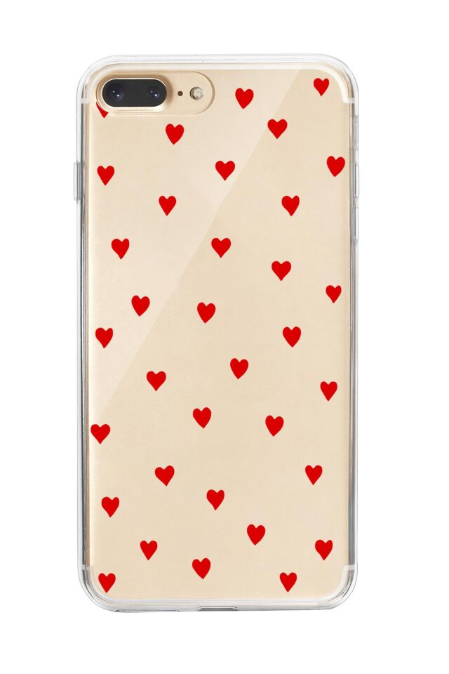 iPhone 8 Plus Uyumlu Sevimli Kalpler Premium Şeffaf Silikon Kılıf
