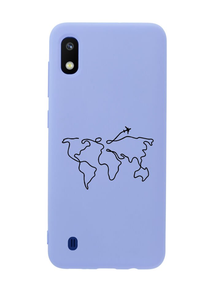 Samsung A10 Dünya Harita Rota Desenli Premium Silikonlu Telefon Kılıfı