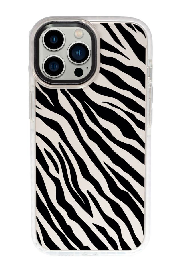iPhone 15 Pro Max Uyumlu Zebra Pattern Desenli Candy Bumper Darbe Emci Silikonlu Telefon Kılıfı