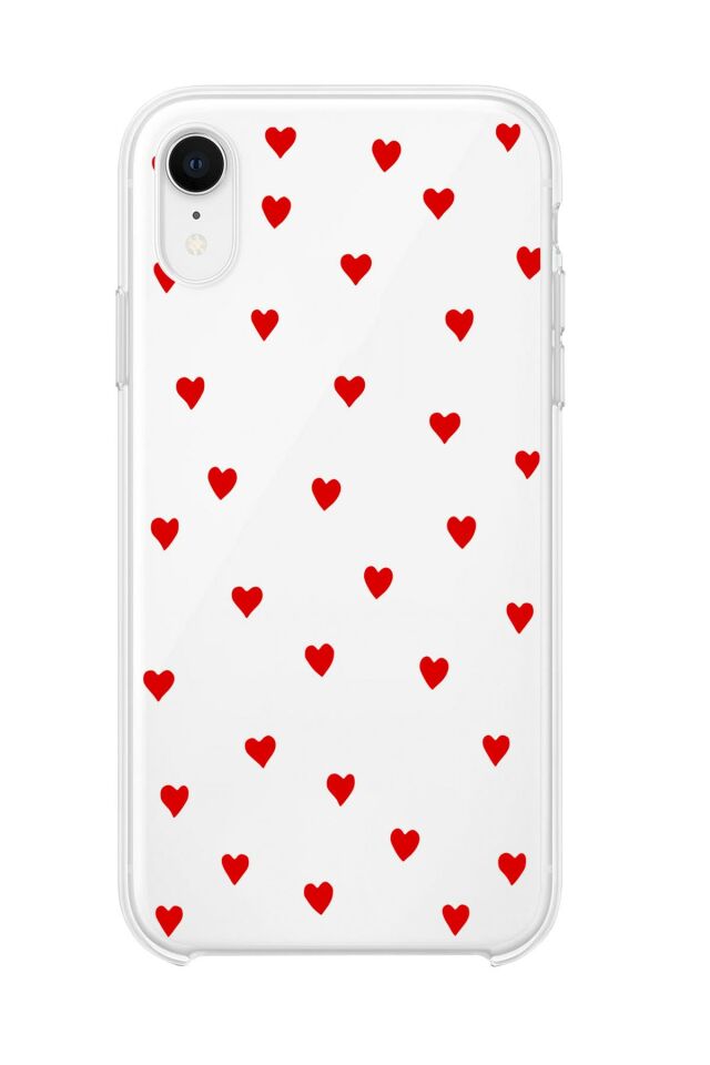 iPhone Xr Uyumlu Sevimli Kalpler Premium Şeffaf Silikon Kılıf