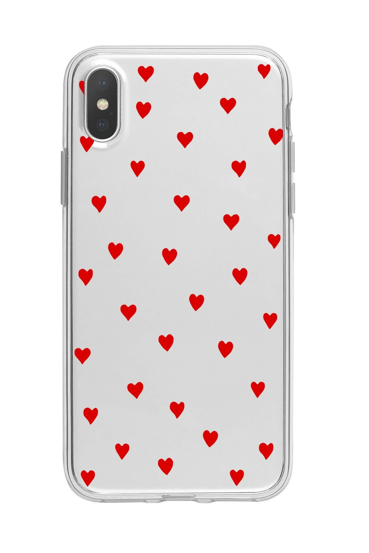 iPhone X Uyumlu Sevimli Kalpler Premium Şeffaf Silikon Kılıf