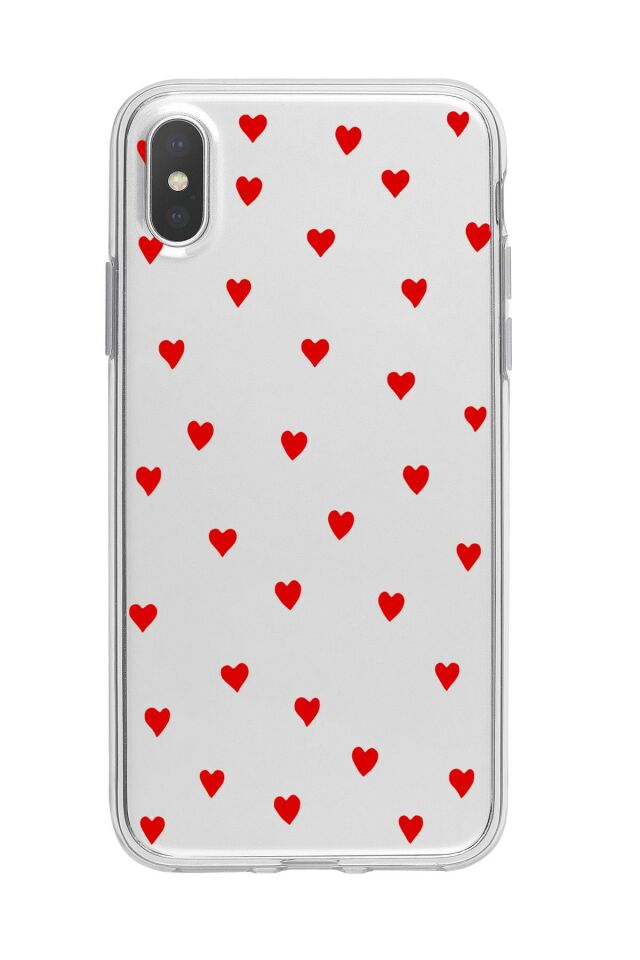 iPhone XS Uyumlu Sevimli Kalpler Premium Şeffaf Silikon Kılıf