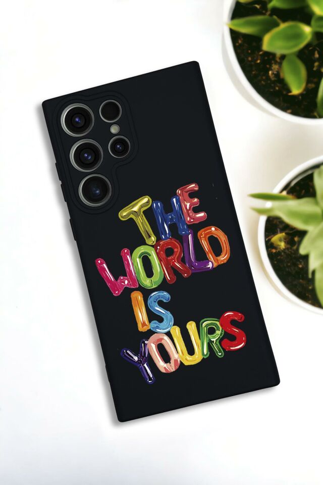Samsung Galaxy S22 Ultra Uyumlu The World Desenli Premium Silikonlu Lansman Telefon Kılıfı