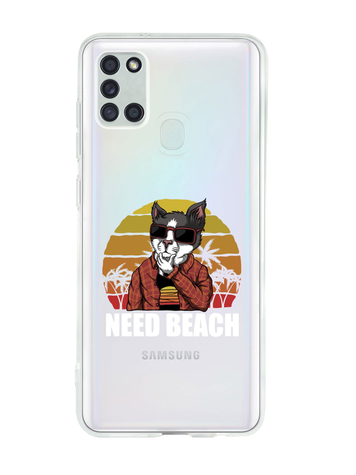 Samsung A21S Need Beach Desenli Premium Şeffaf Silikon Kılıf