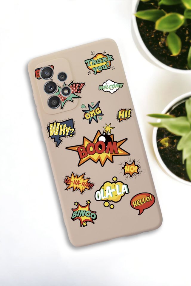 Samsung Galaxy A33 Uyumlu Stickers Desenli Premium Silikonlu Lansman Telefon Kılıfı