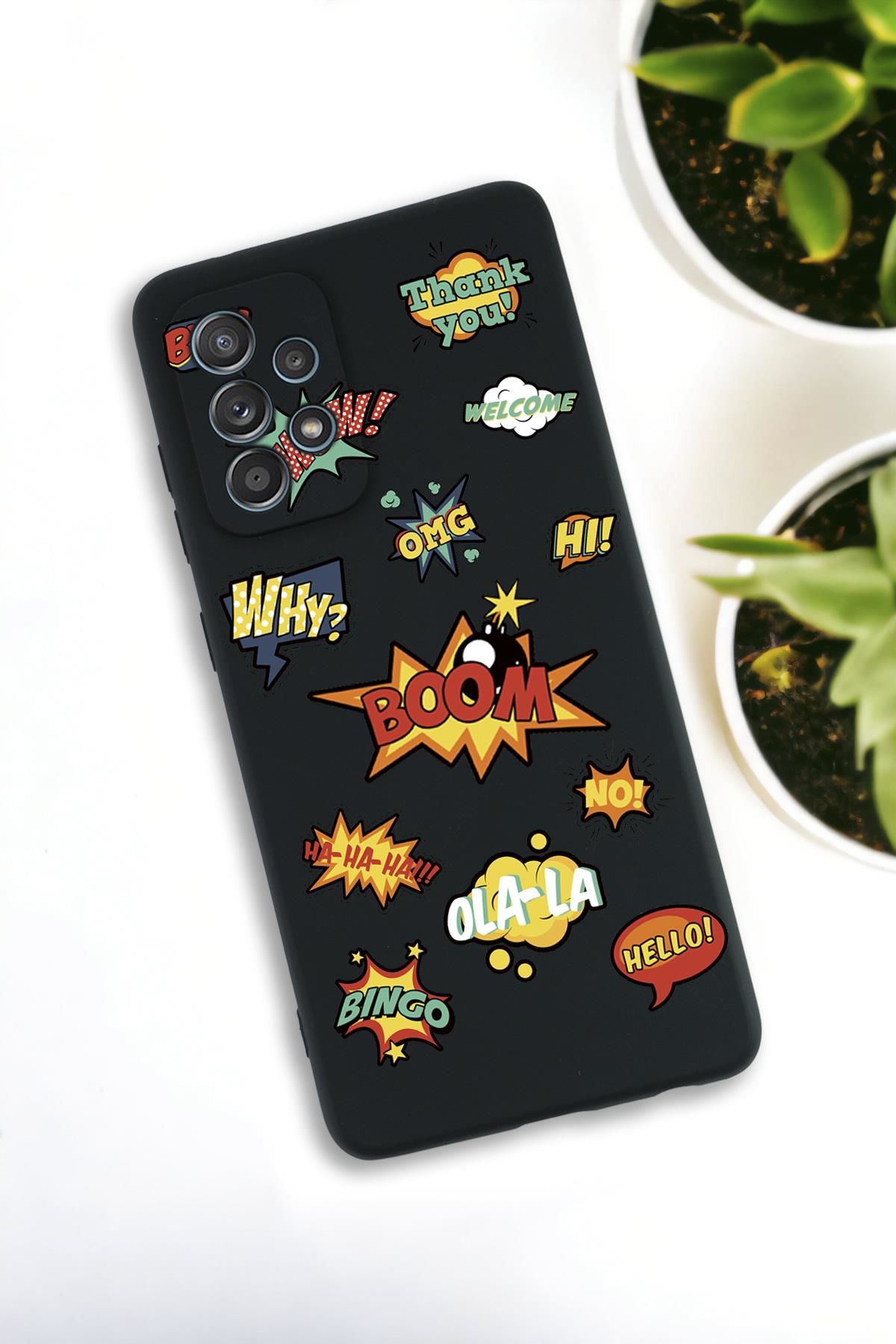 Samsung Galaxy A33 Uyumlu Stickers Desenli Premium Silikonlu Lansman Telefon Kılıfı