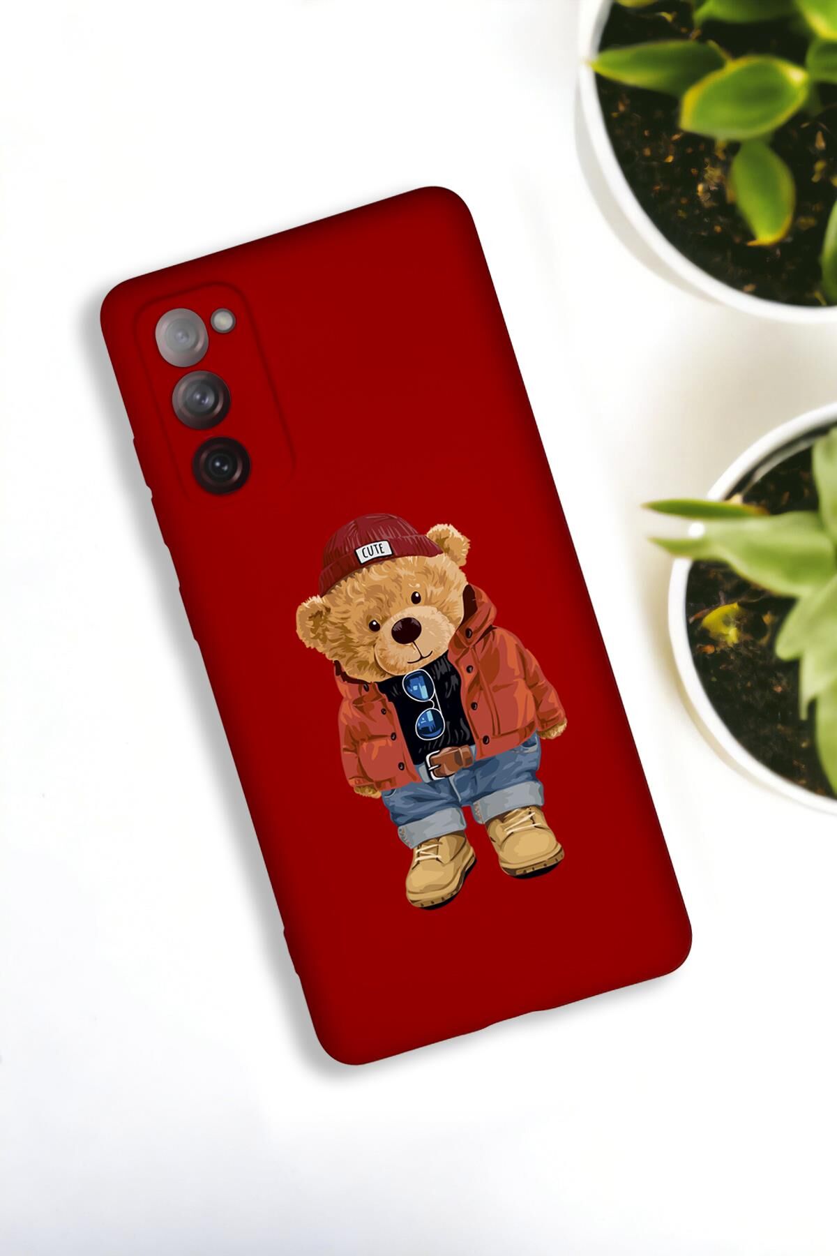 Samsung S20 FE Uyumlu Teddy Bear Desenli Premium Silikonlu Lansman Telefon Kılıfı