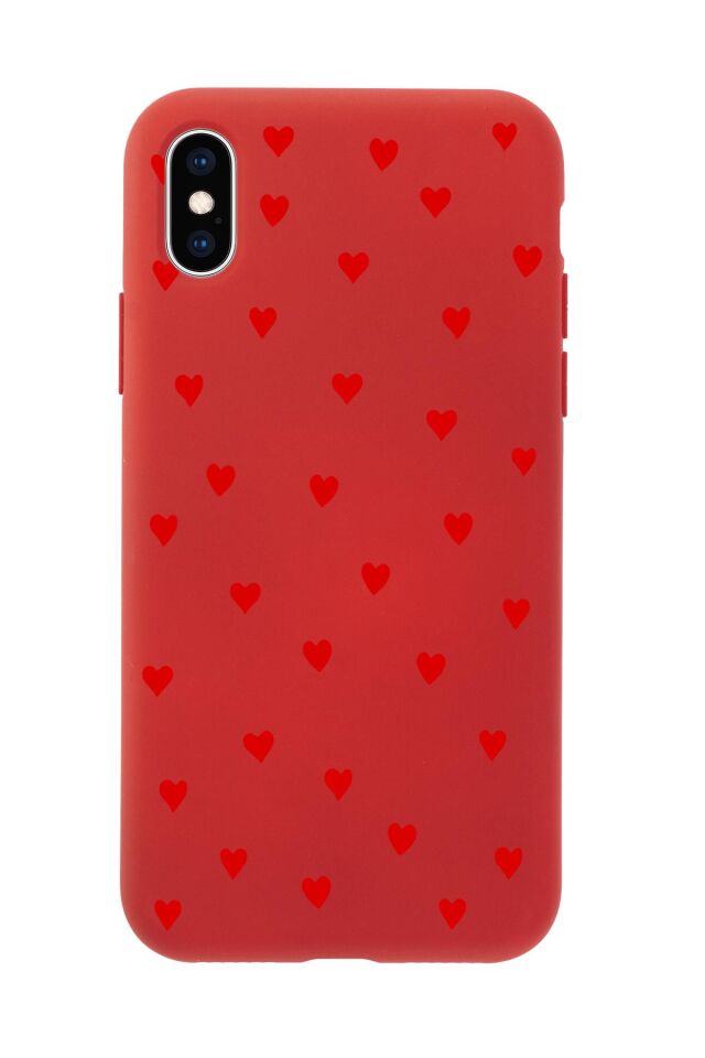 iPhone Xs Max Uyumlu Sevimli Kalpler Desenli Premium Silikonlu Telefon Kılıfı