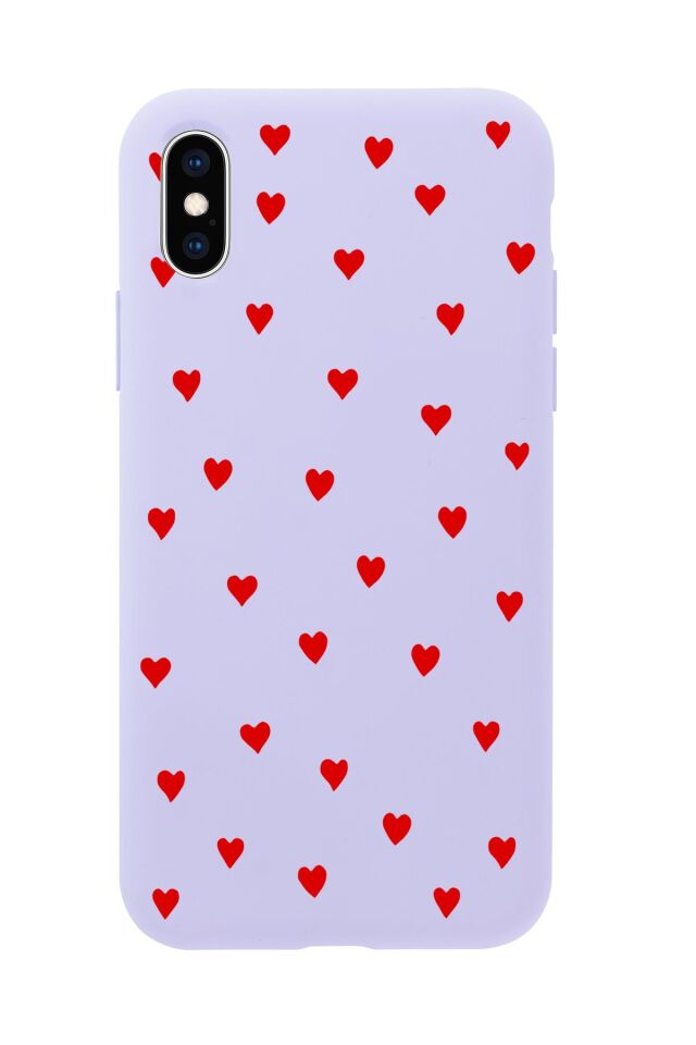iPhone Xs Max Uyumlu Sevimli Kalpler Desenli Premium Silikonlu Telefon Kılıfı