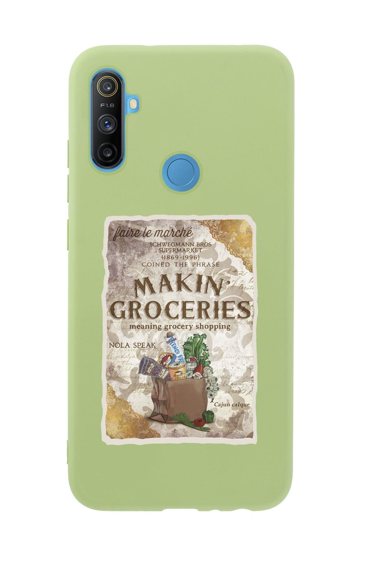Realme C3 Makin Groceries Desenli Premium Silikonlu Telefon Kılıfı