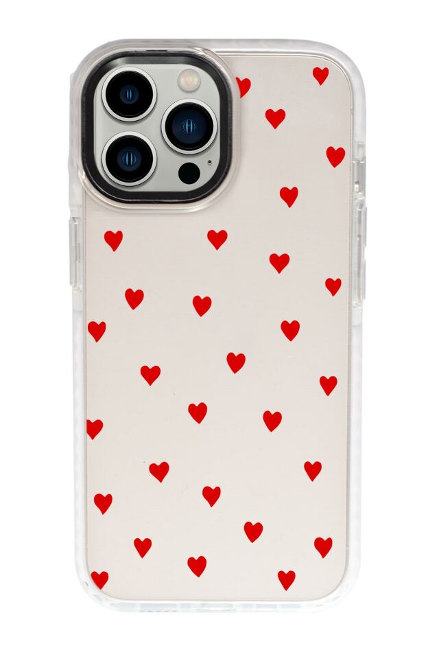 iPhone 15 Pro Max Uyumlu Sevimli Kalpler Desenli Candy Bumper Darbe Emci Silikonlu Telefon Kılıfı mchzr