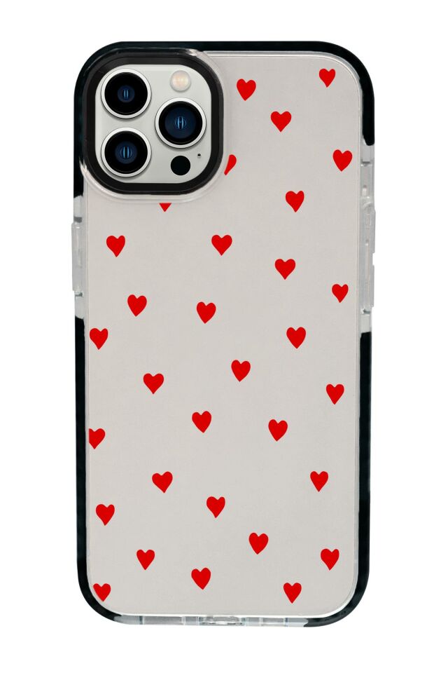 iPhone 15 Pro Max Uyumlu Sevimli Kalpler Desenli Candy Bumper Darbe Emci Silikonlu Telefon Kılıfı mchzr
