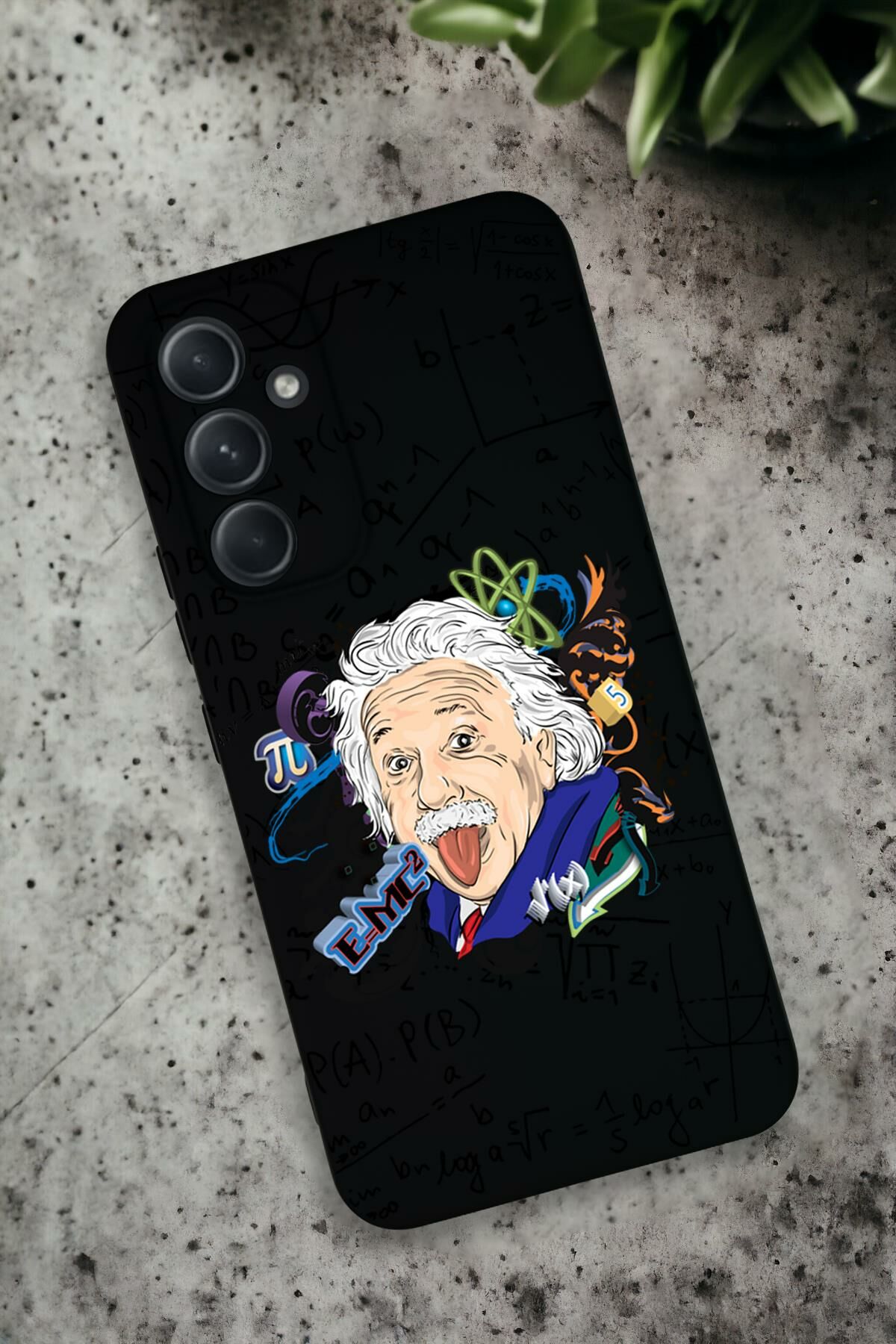 Samsung Galaxy A54 Uyumlu Einstein Desenli Premium Silikonlu Lansman Telefon Kılıfı