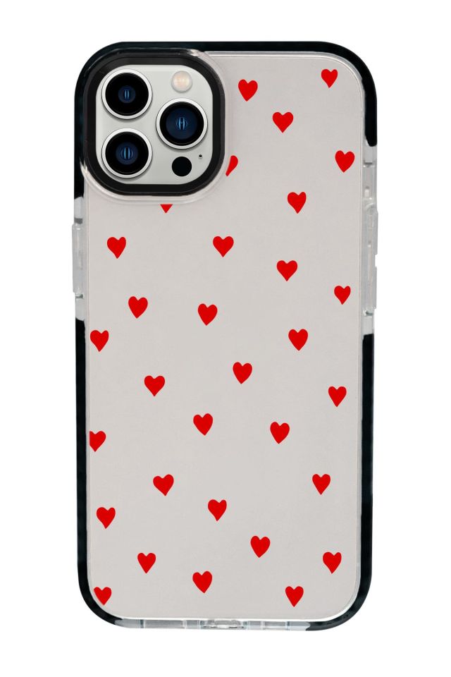 iPhone 15 Pro Uyumlu Sevimli Kalpler Desenli Candy Bumper Darbe Emci Silikonlu Telefon Kılıfı mchzr