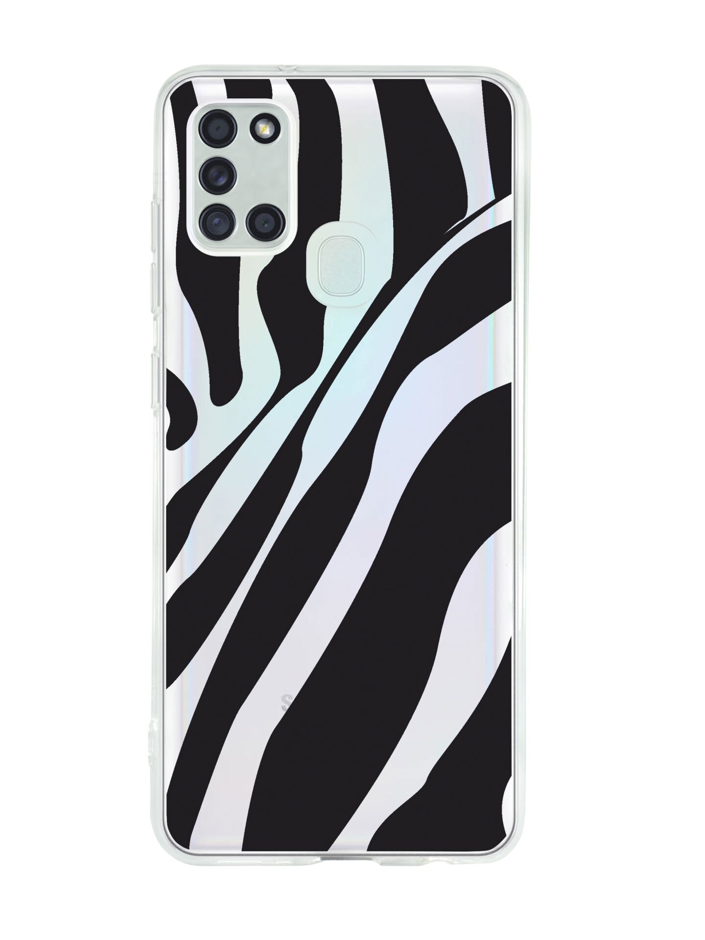 Samsung A21S Zebra Desenli Premium Şeffaf Silikon Kılıf