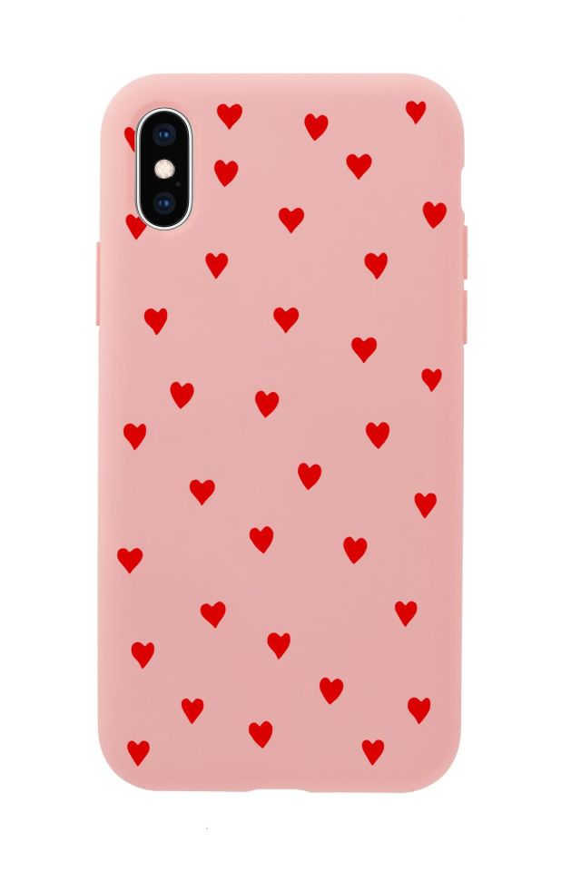 iPhone XS Uyumlu Sevimli Kalpler Desenli Premium Silikonlu Telefon Kılıfı