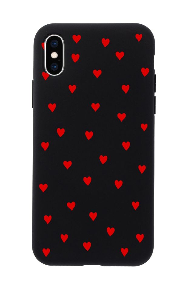 iPhone XS Uyumlu Sevimli Kalpler Desenli Premium Silikonlu Telefon Kılıfı