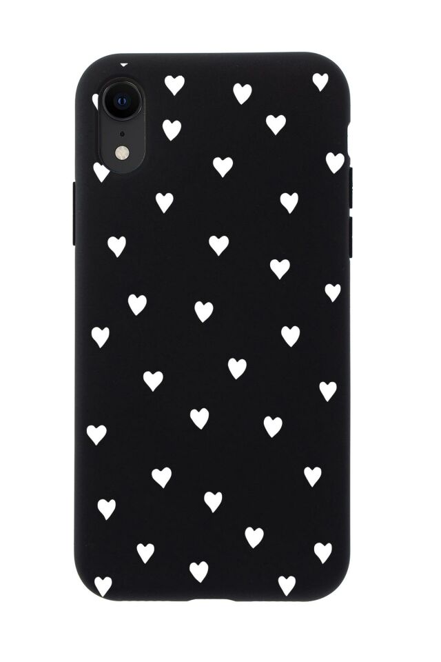 iPhone Xr Uyumlu Siyah Kalpler Desenli Premium Silikonlu Telefon Kılıfı