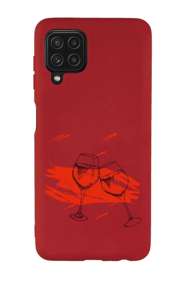 Samsung Galaxy A22 Uyumlu Spilled Wine Desenli Premium Silikonlu Lansman Telefon Kılıfı