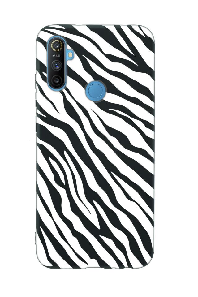 Realme C3 Zebra Pattern Premium Silikonlu Telefon Kılıfı