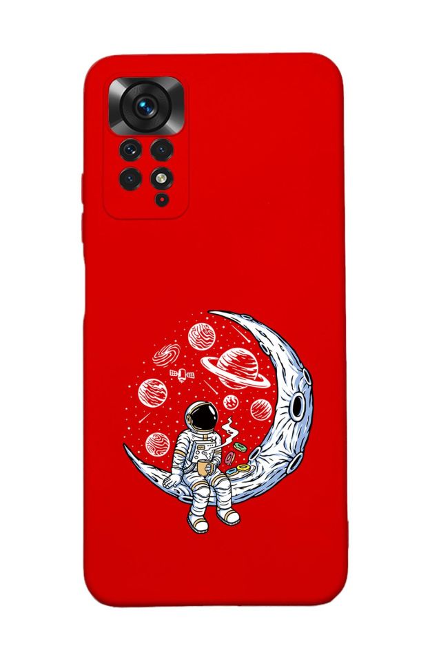 Xiaomi Redmi Note 12 Pro Uyumlu Keyifli Astronot Desenli Premium Silikonlu Lansman Telefon Kılıfı