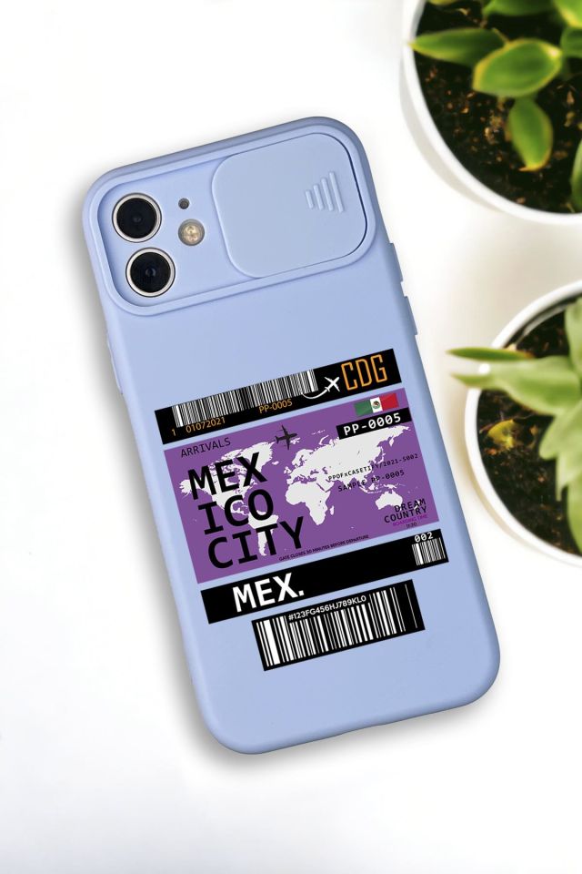iPhone 12 Mini Uyumlu Mexico Ticket Desenli Kamera Koruma Slider Kapaklı Silikonlu Telefon Kılıfı