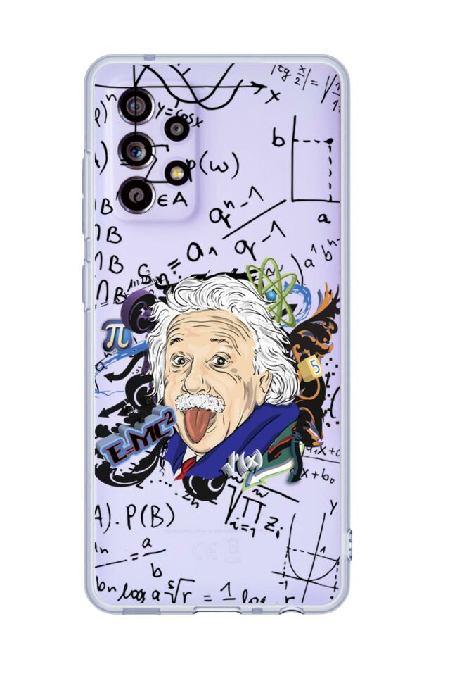 Samsung A53 Einstein In Formula Desenli Premium Şeffaf Silikon Kılıf