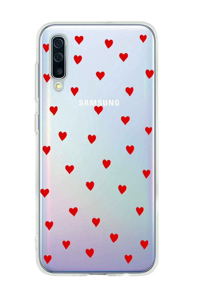 Samsung A50 Uyumlu Sevimli Kalpler Premium Şeffaf Silikon Kılıf