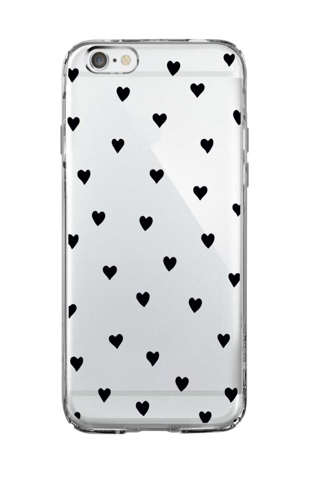 iPhone 6 Uyumlu Siyah Kalpler Premium Şeffaf Silikon Kılıf