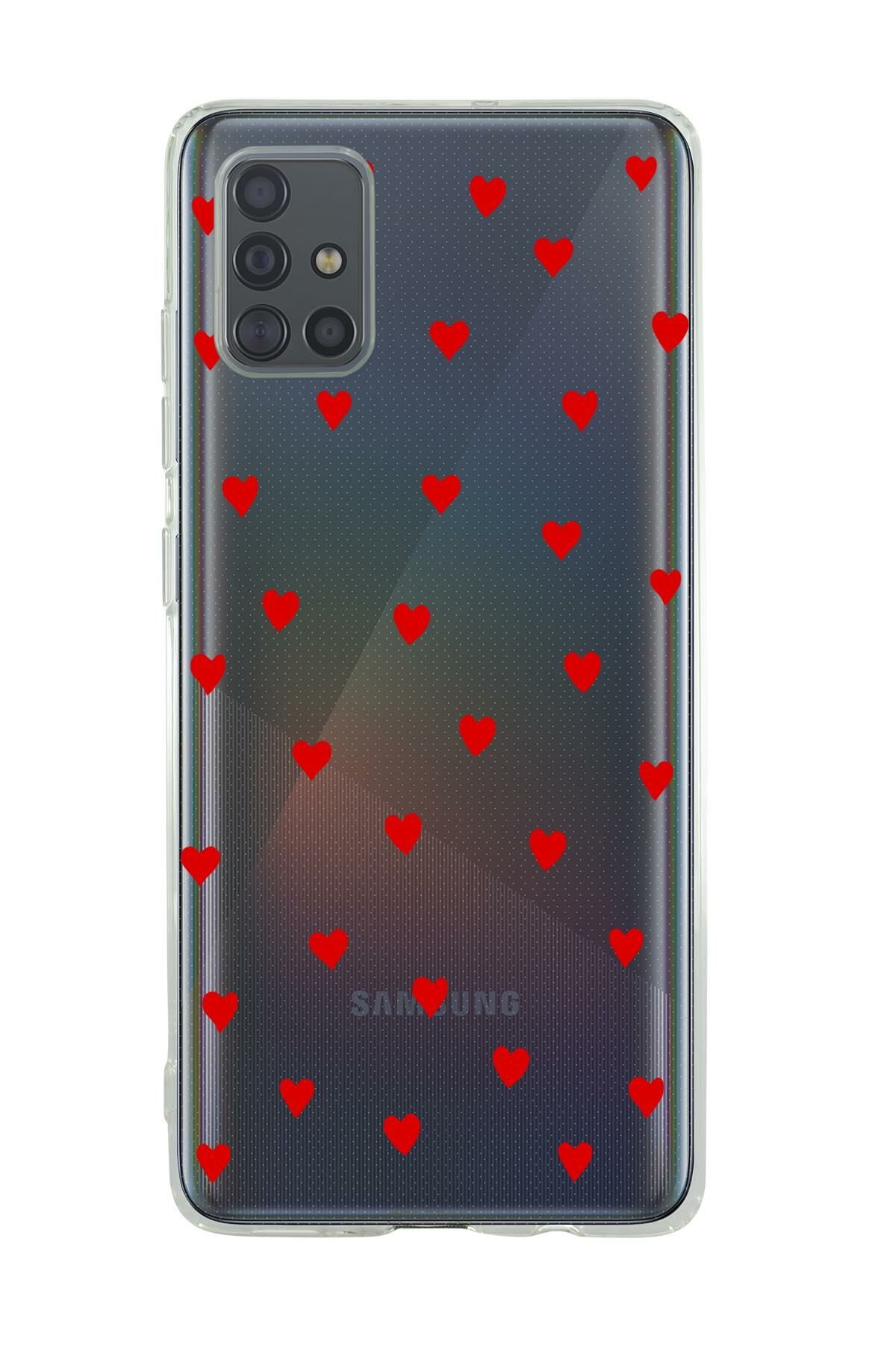 Samsung A71 Uyumlu Sevimli Kalpler Premium Şeffaf Silikon Kılıf