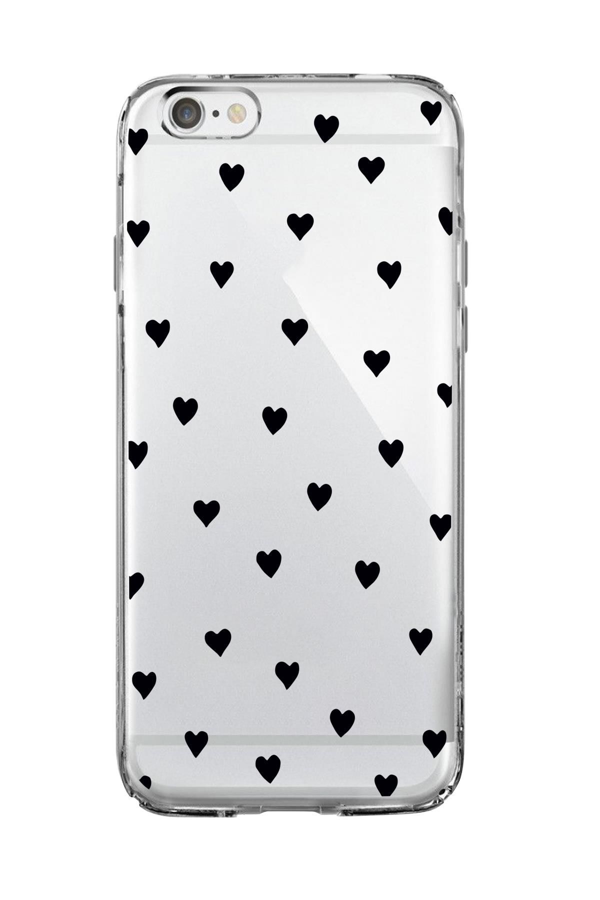 iPhone 6 Plus Uyumlu Siyah Kalpler Premium Şeffaf Silikon Kılıf