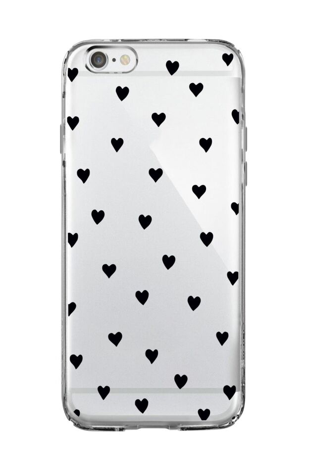 iPhone 6S Uyumlu Siyah Kalpler Premium Şeffaf Silikon Kılıf