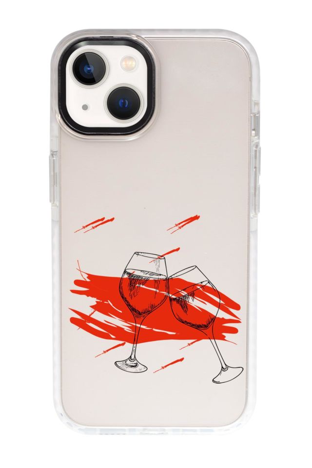 iPhone 15 Uyumlu Spilled Wine Desenli Candy Bumper Darbe Emci Silikonlu Telefon Kılıfı