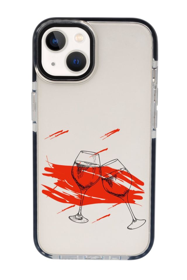 iPhone 15 Uyumlu Spilled Wine Desenli Candy Bumper Darbe Emci Silikonlu Telefon Kılıfı